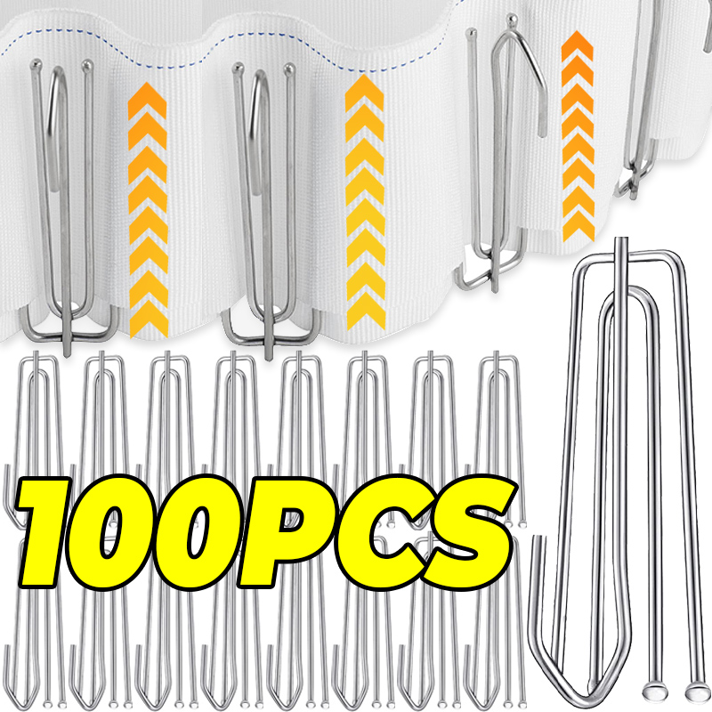 100/10 крючков для складок для штор, крючки из нержавеющей стали с 4-зубцами, бытовые устойчивые к ржавчине булавки, булавки для изготовления плиссированных штор