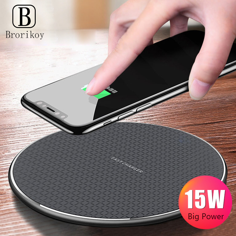 15W Qi ไร้สาย Charger Fast Charging Pad สำหรับ Samsung S20 S10หมายเหตุ20 10 + S9 iPhone 11 Pro xs Max X 8โลหะไร้สาย Dock