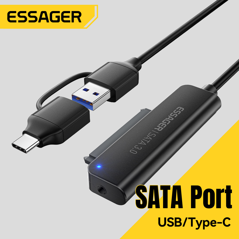 Essager 2 In 1 SATA to USB 3.0/Type-C Adapter Hard Drive Converter for 2.5inch HDD/SSD Hard Drive Disk Drive USB SATA Converter