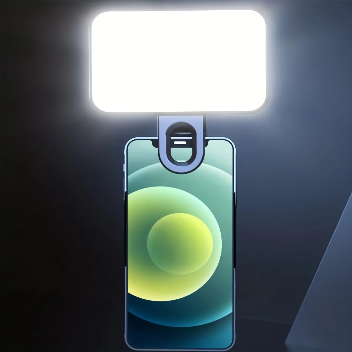 Draagbare mini selfie-vullicht, oplaadbaar, 3 standen, verstelbare helderheid, clip-on voor mobiele telefoon en computer.
