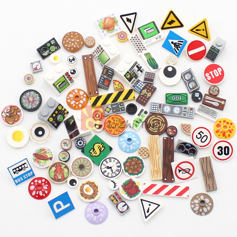 MOC City Street Figure Visualizza stampa Cibo Dessert Cucina tradizionale cinese Blocchi di costruzione Monitor Occhi Briks Giocattoli stampati