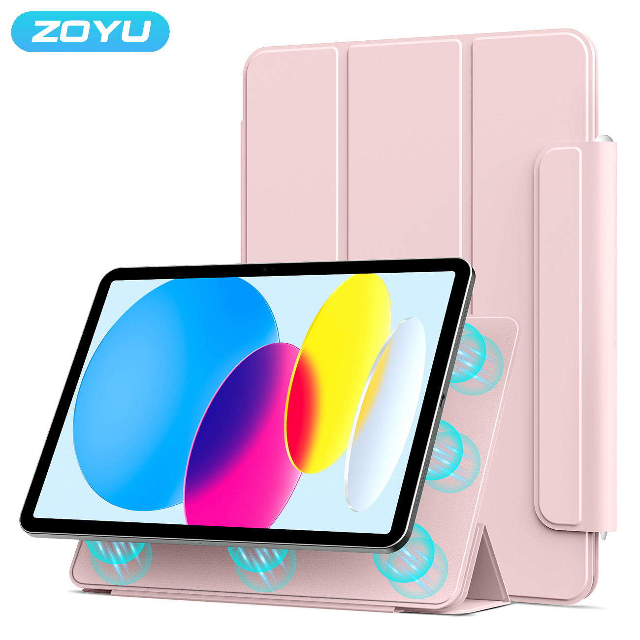 Etui magnetyczne ZOYU z rozdzielonymi częściami do tabletów iPad 10 Air 11 13 Pro 13 Mini6, do iPad Air 4/5 Pro 11/12.9 2021 cali, z magnetyczną klamrą.
