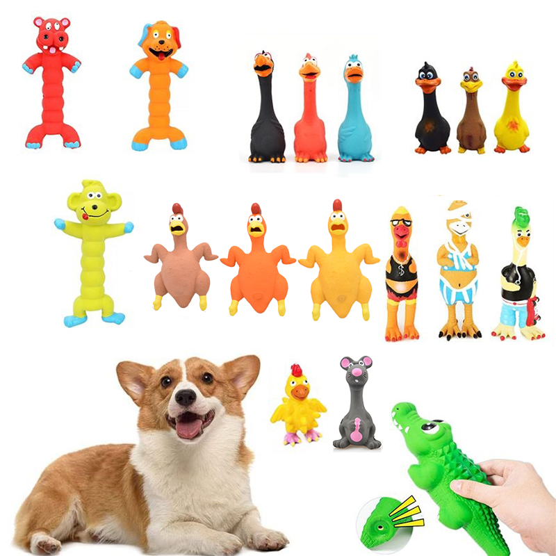 Piepend Hond Rubberen Speelgoed Hond Latex Kauwspeeltje Kip Dier Bijtvast Puppy Geluid Speelgoed Hondenbenodigdheden Voor Kleine Middelgrote Honden