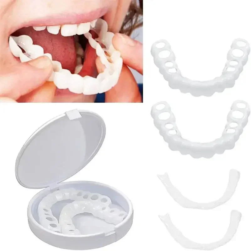 Ajuste perfecto para blanquear los dientes, cubierta de dientes falsos, carillas de silicona con sonrisa, herramienta de belleza superior, dientes cosméticos, envío gratis