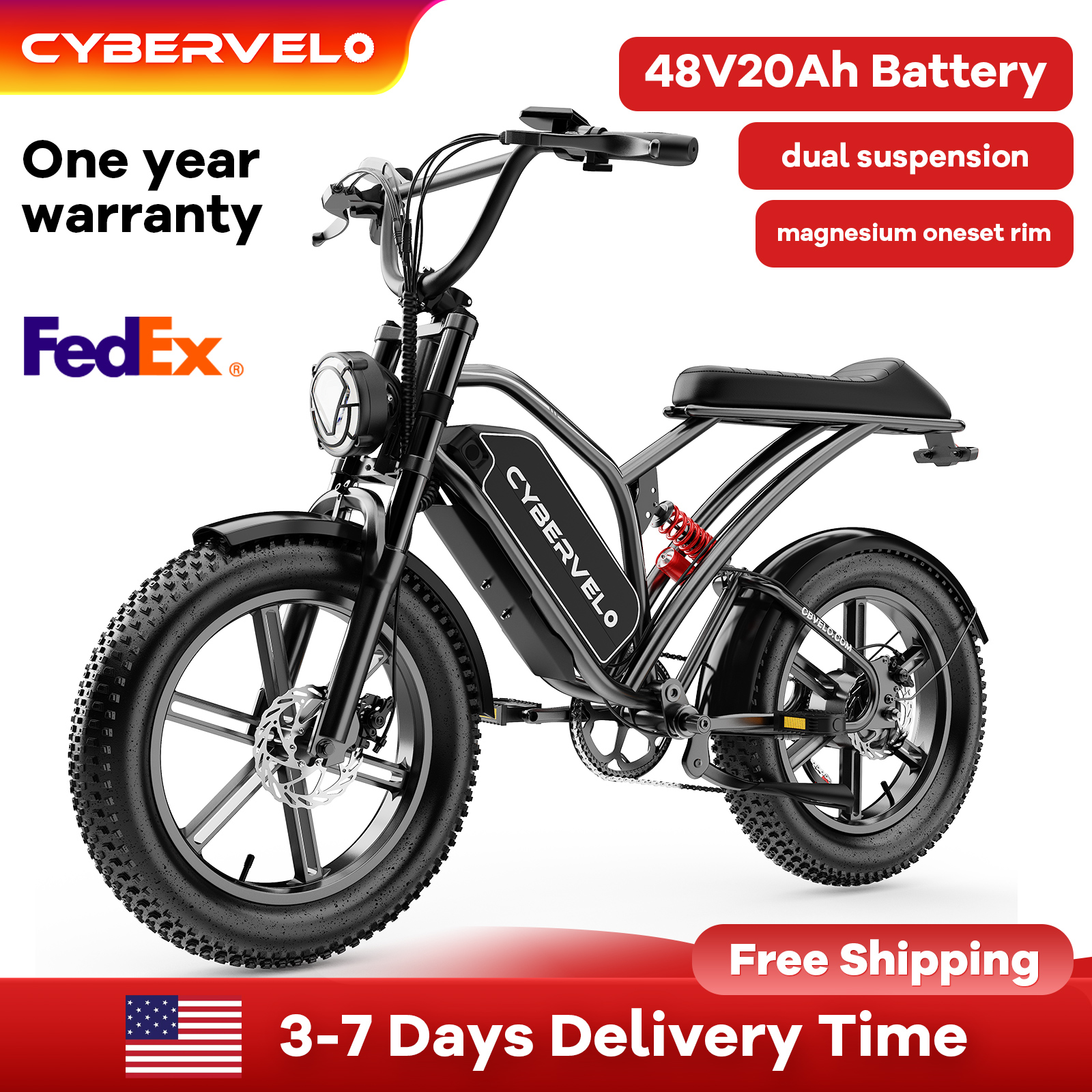 Rower elektryczny terenowy z grubymi oponami 20x4.0 cali, moc 1600W (maksymalna), bateria 48V 20AH/30AH z możliwością wyjmowania, daleki zasięg, motocykl elektryczny dla dorosłych EK11.