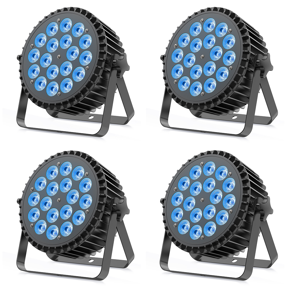 U'king 4 peças 18x12w rgbwa + luzes uv 6 em 1 iluminação led dmx512 luz de discoteca profissional equipamento de palco dj alumínio led par luz