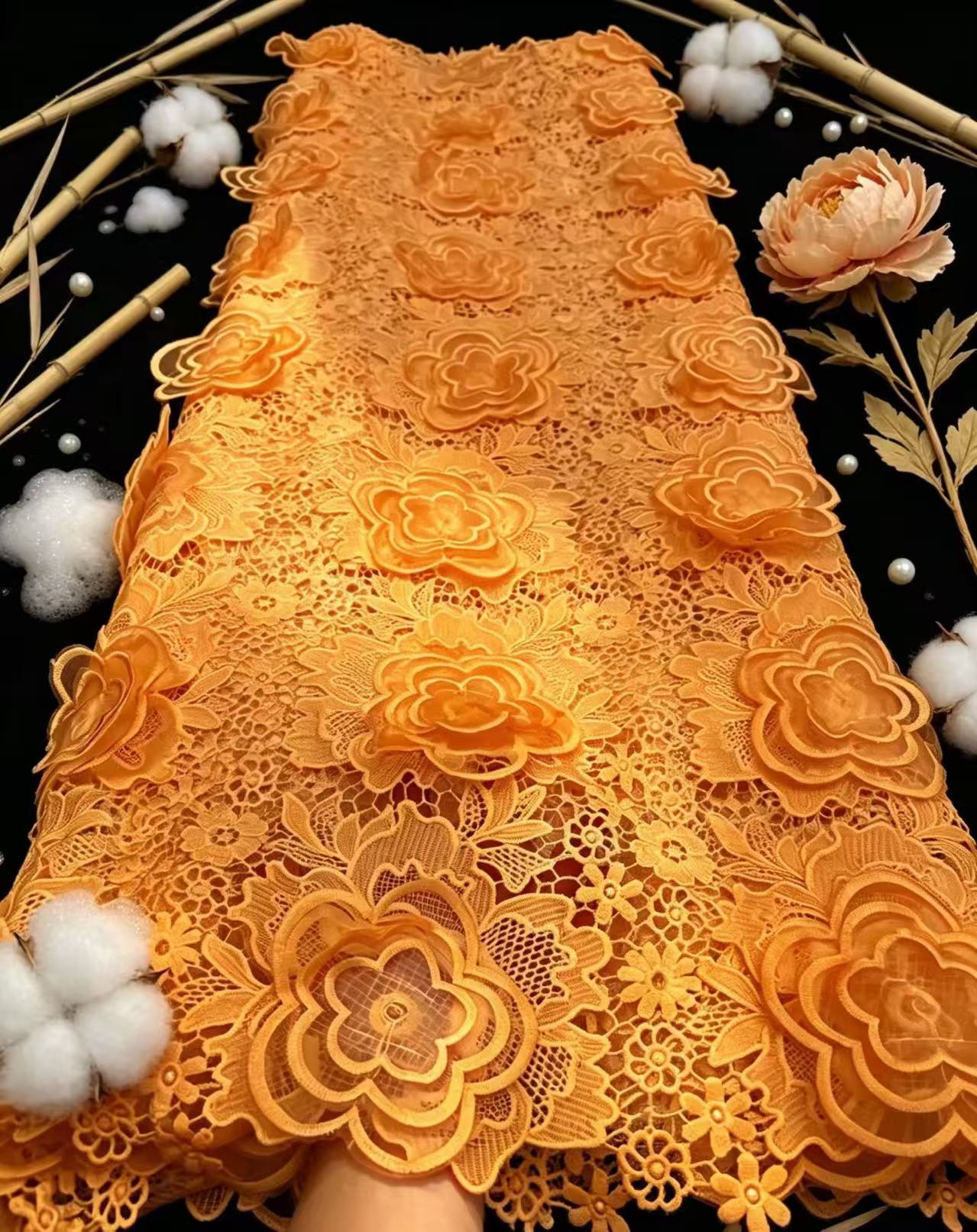 High-End Guipure Lace DIY Wedding Cloth Embroidered African Cord Fabric Bridal Dress Elegant Evening Gown for Occasional Wear
