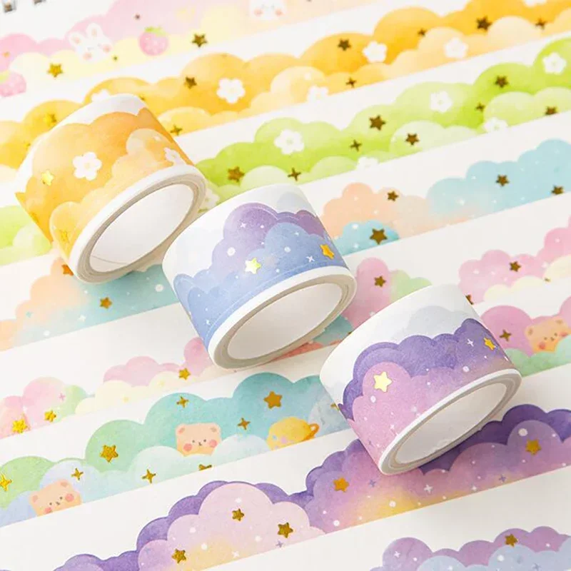 Kawaii Gradient Clouds Washi Tapes DIY Scrapbooking Journal Planner Diary Stickers Cute Masking Tape Korean Stationery Office