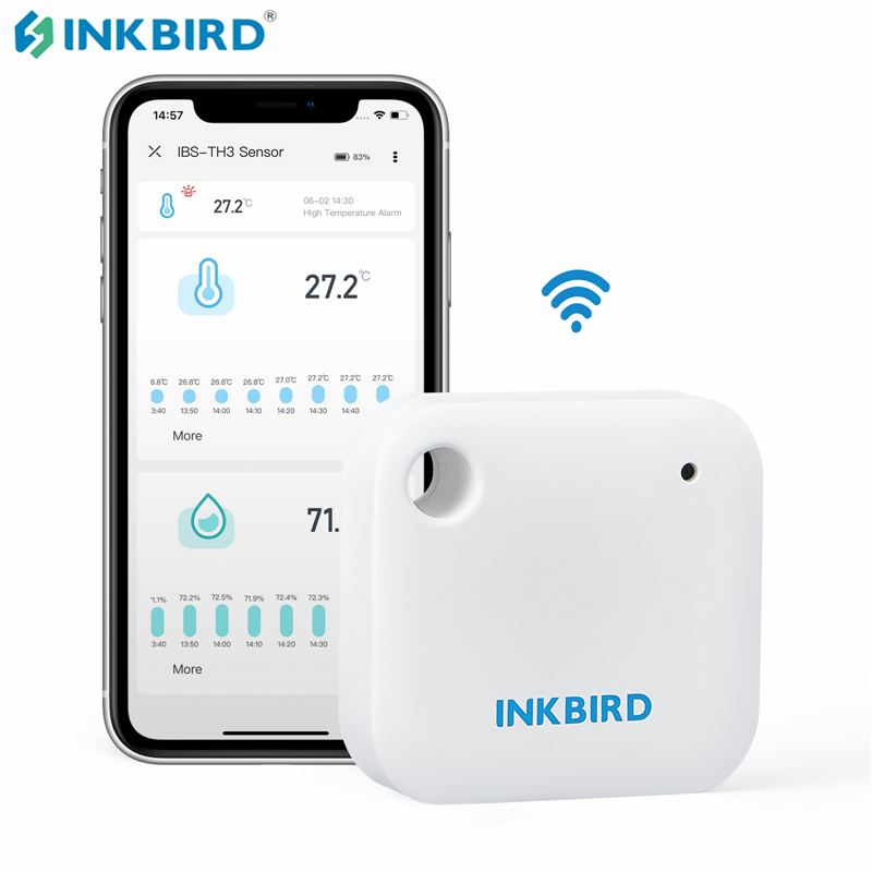 INKBIRD Wi-Fi Smart Sensor für Echtzeit-Temperatur- und Feuchtigkeitsüberwachung, Datenlogger für Kühlschränke, Reptilien-Terrarien und Zellen