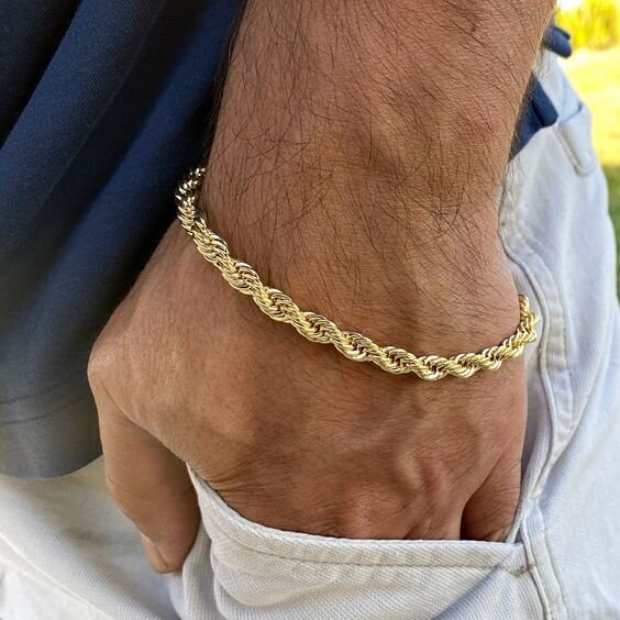 Catena da uomo con bracciale in corda, bracciale da uomo sottile, bracciale da uomo, regalo di san valentino per uomo, gioielli da uomo