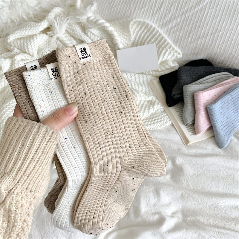 Damensocken im koreanischen Stil, trendig, atmungsaktiv, lässig, Punkte, Cartoon-Crew-Socken für Mädchen, Neuheit, Farbe, warme Socken, bequem, weich