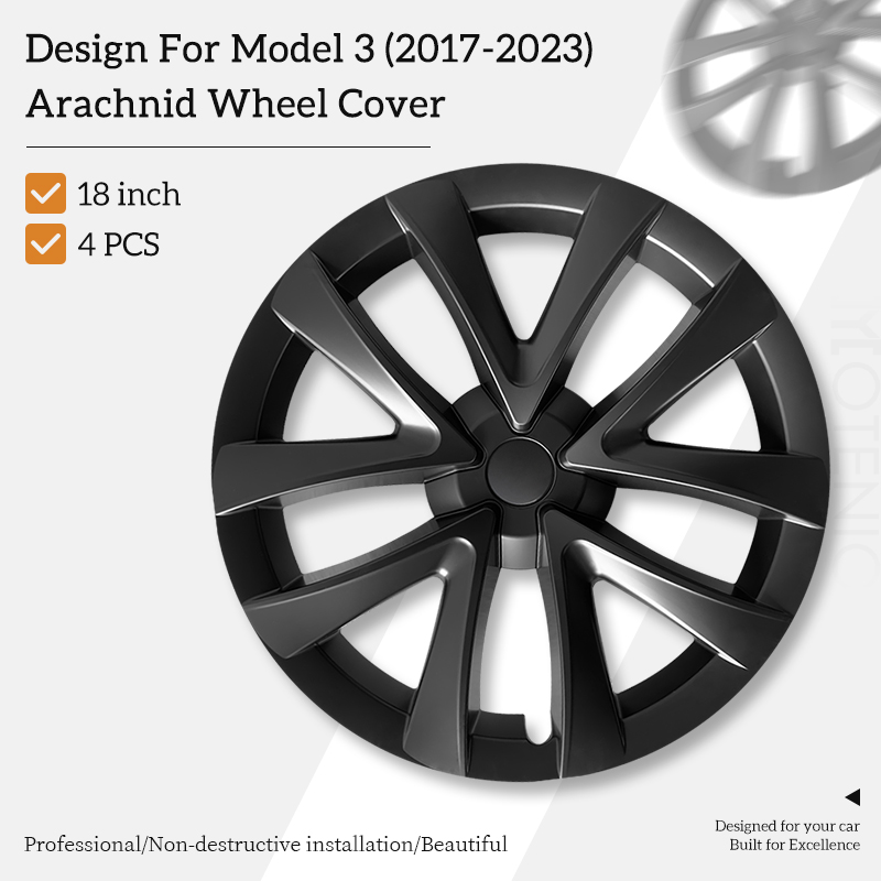 Dop roda pengganti mobil, tutup Hub gaya Arachnida Model 3 2017-2023 18 inci, penutup roda pengganti mobil