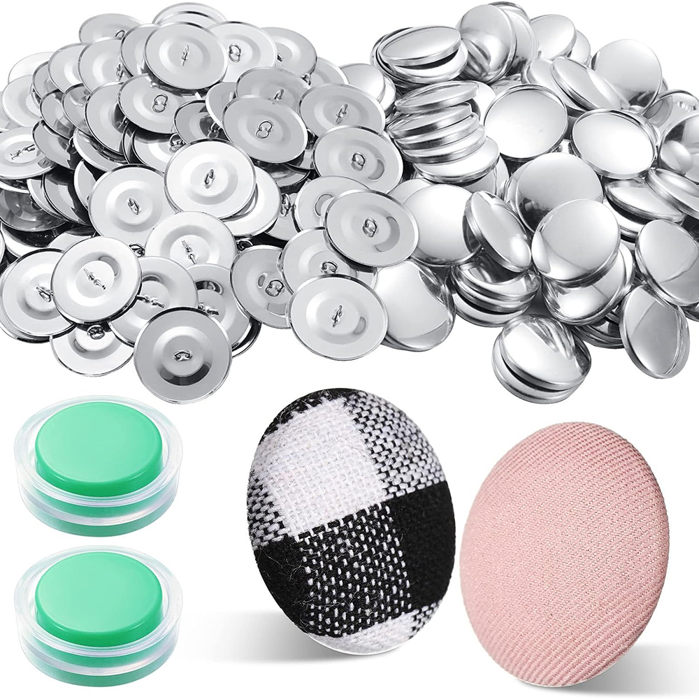 Kit de 100 Botones Forrados con Herramientas, Botones de Tela de 1.1 Pulgadas con Respaldo de Alambre para Decoración del Hogar y Manualidades