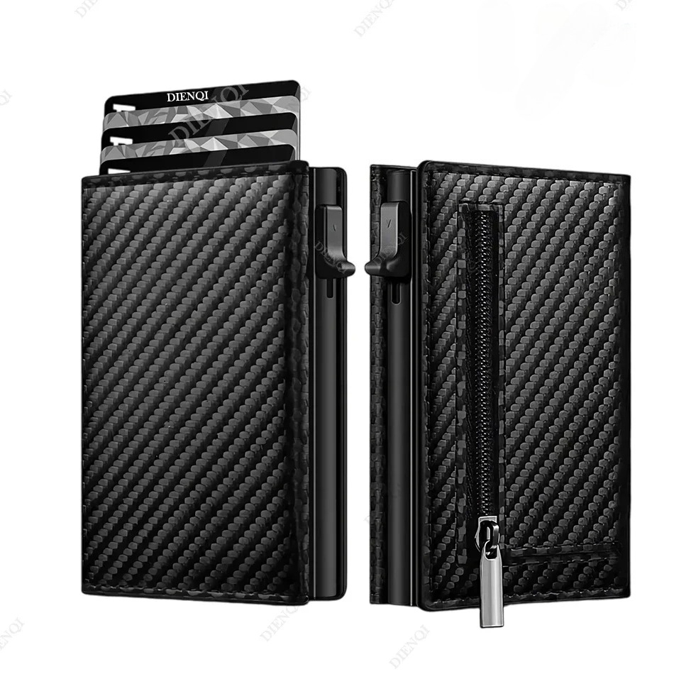 Tarjetero Rfid, monedero de lujo de fibra de carbono, tarjetero para tarjetas bancarias, monedero minimalista para hombres, cartera Masculina