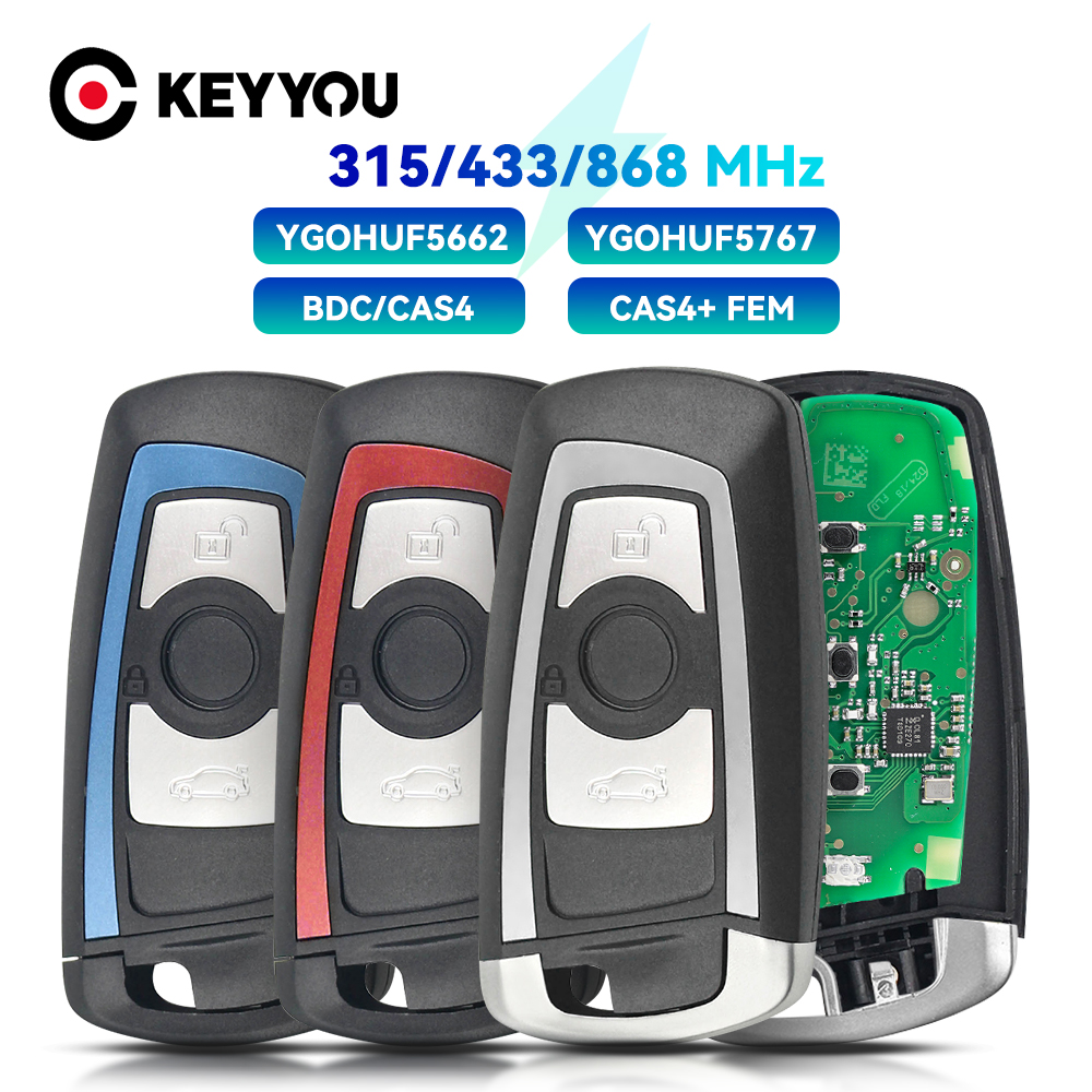 KEYYOU YGOHUF5662 / YGOHUF5767 315 МГц 434 МГц 868 МГц для BMW 5 7 F серии FEM / BDC CAS4 2009-2016 дистанционный ключ Smart 3/4 кнопки