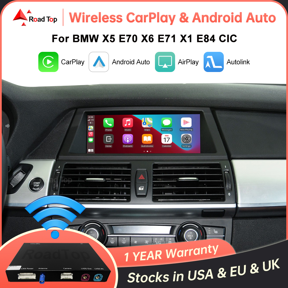 CarPlay inalámbrico Android Auto para BMW X5, E70, X6, E71, 2011-2013, X1, E84, 2009-2015, sistema CIC con funciones de reproducción de coche AirPlay