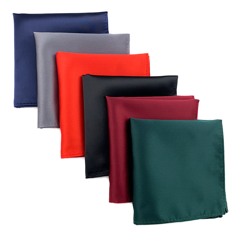 Lenço de cetim quadrado de bolso de poliéster liso elegante masculino