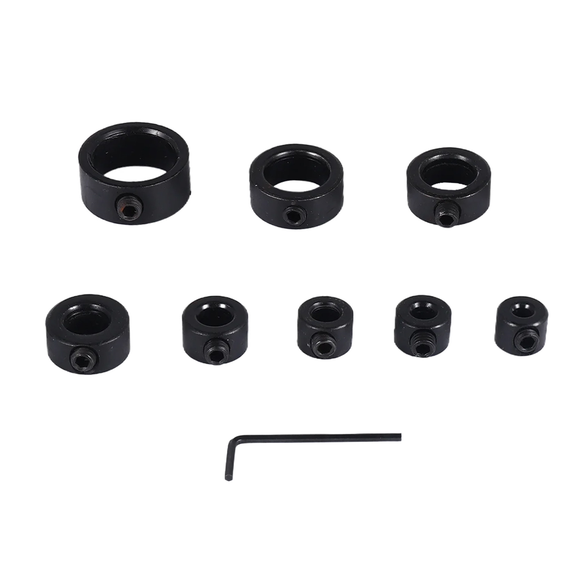 Mais novo conjunto de colar de broca de parada de broca, anel de limite de colar de parada de profundidade de broca ajustável de 9 peças com conjunto de aço carbono para brocas