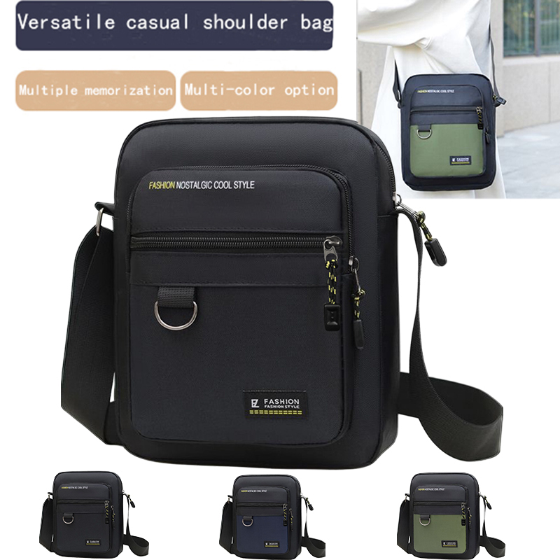 Langlebige Herren-Umhängetasche, Wasserabweisende Nylon-Schultertasche mit Mehrfach-Taschen-Design für Täglichen Arbeitsweg & Reisen
