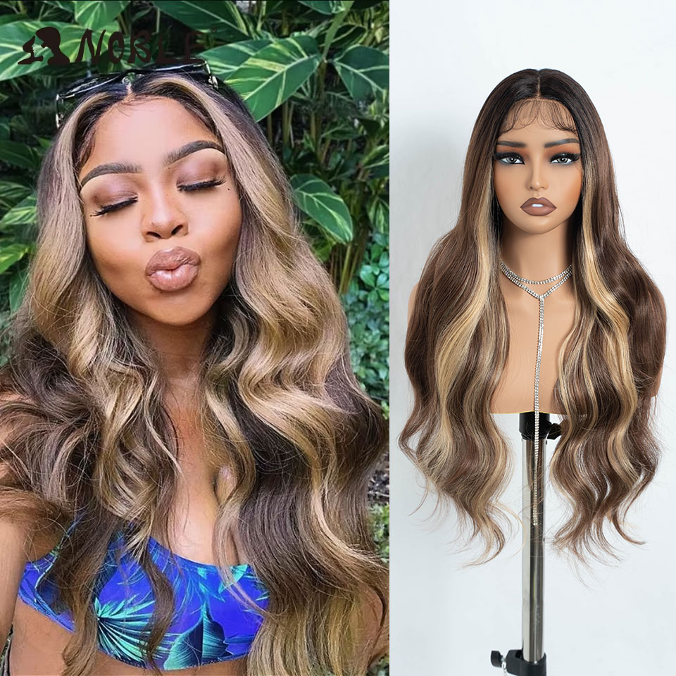 Szlachetny włos koronki przodu ombre blond peruka 30 Cal koronki długie faliste 360 peruka red african american peruki syntetyczne dla czarnych kobiet