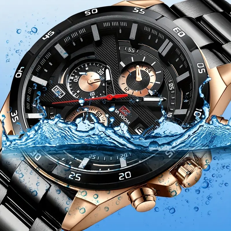 Reloj deportivo de lujo para Hombre, cronógrafo informal con esfera grande, militar, de cuero, color negro, novedad de 2023