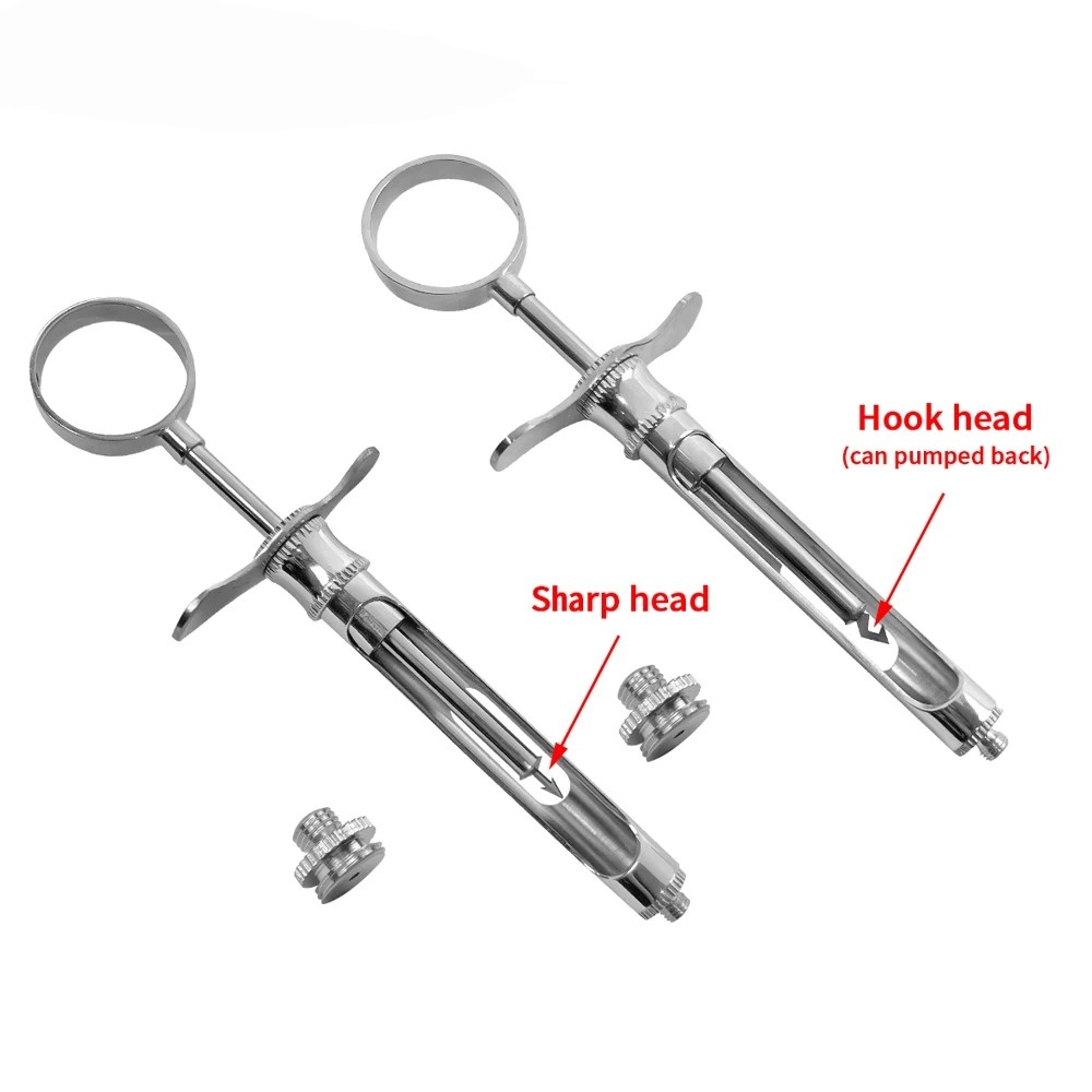 1Set Dental 1,8 ML Injektion Spritze Haken-headed Sharp Kopf Edelstahl Dental Ansaugspritze Chirurgische Instrument