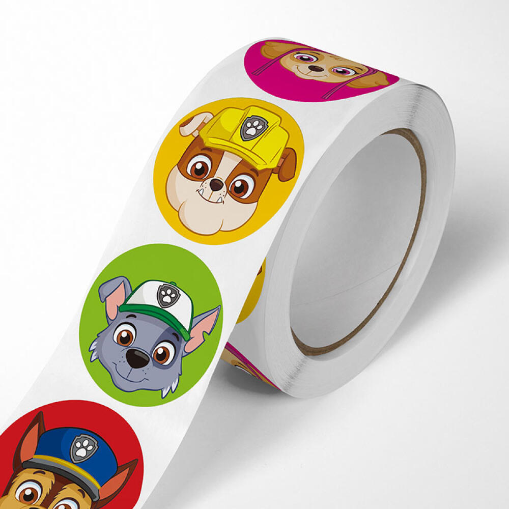 Paw Patrol Round Package Labels, Cartoon Color Stickers, Redondo, Diversão, Selagem Dot, Prêmio, Periferia, 500pcs