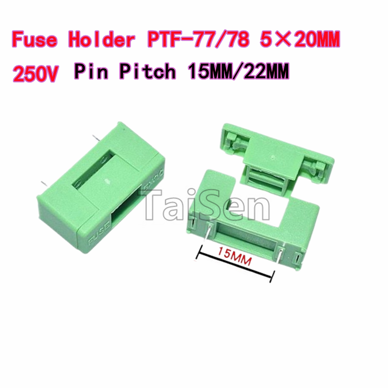 Porte-fusible vert PTF-77/78 5 × 20MM 250V, pas de broche 15MM/22MM avec couvercle, boîte de Tube à fusible, 10 pièces