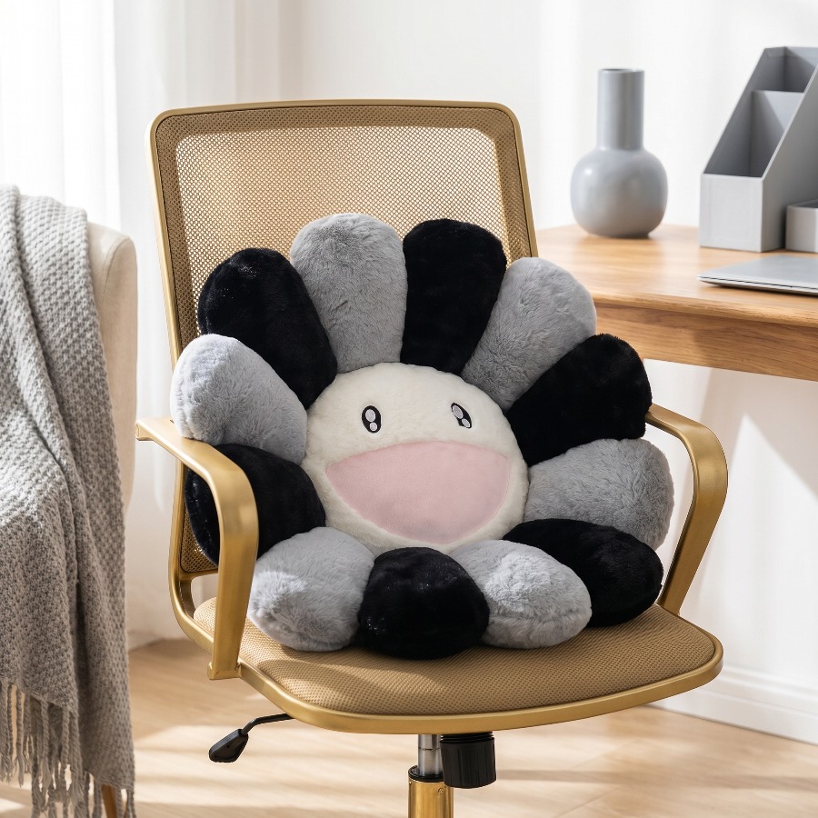 Bantal Boneka Bunga Matahari Kawaii, Boneka Bunga Senyum Imut Pelangi, Bantal Dekoratif, Mainan Plush, Bantal Punggung Kantor, Hadiah