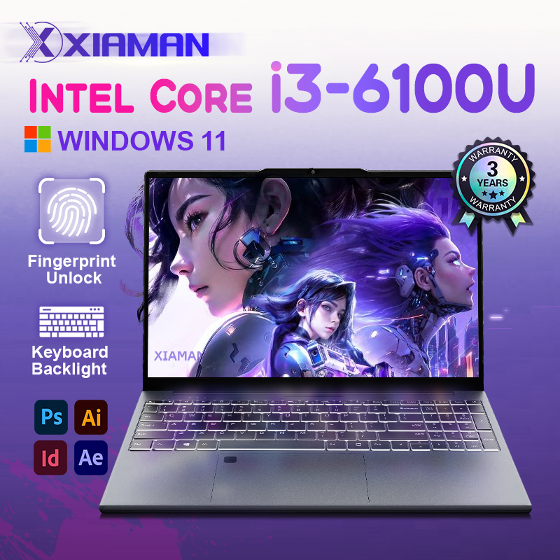 Xiaman 15,6 "ordenador portátil Intel Core i3 6100U Windows 11 Pro Notebook PC Gamer 16GB RAM 512GB 1TB SSD portátiles para juegos
