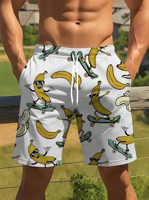 Heren boardshorts Heren korte grappige banaan 3d Hawaiiaanse strandshort Zwembroek Sportbroek Jongensonderbroek Zwembroeken Kinderen
