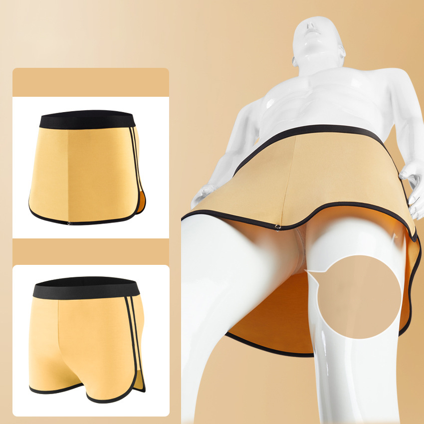 3 In 1 Men Modal Boxer Shorts Seperation Bullet Pouch Soft Panties Button Design Breathable Underpants Comfortable Underwear