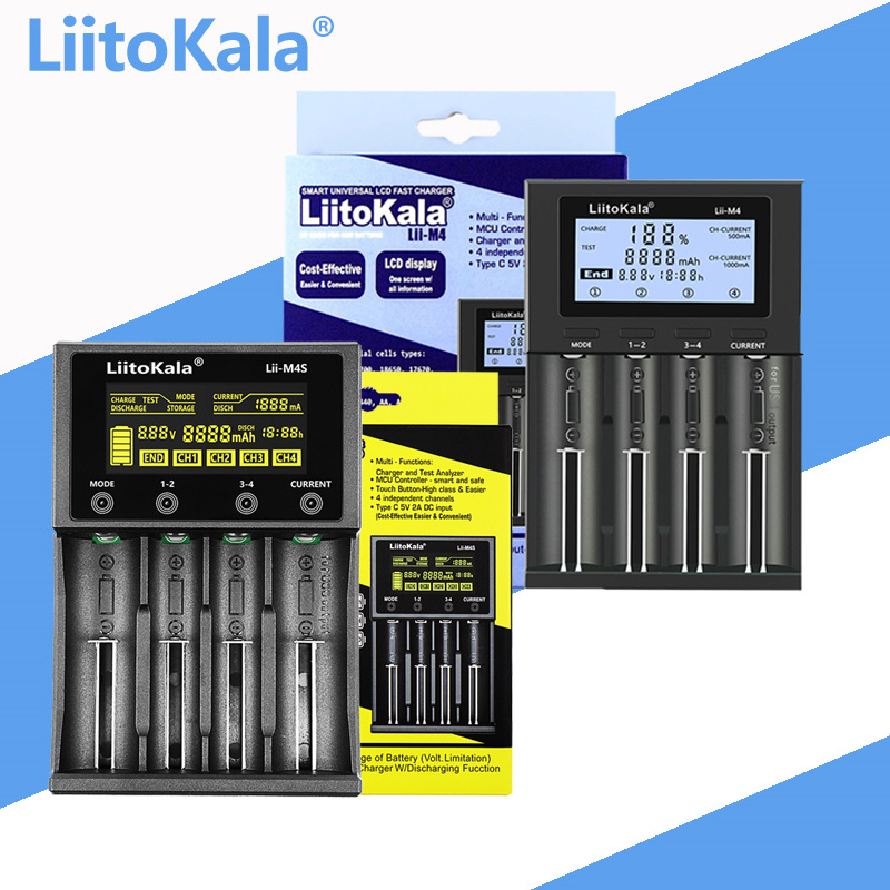 Умное зарядное устройство LiitoKala Lii-D4XL Lii-M4 Lii-M4S Lii-402 Lii-202 Lii-S2 для NiMH и литиевых аккумуляторов 3.7V/18650 18350 26650 14500 16340