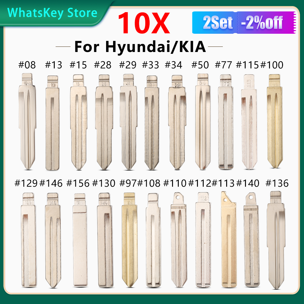 10 Uds HYN14R HY20 para Hyundai Tucson Accent Getz Sonata Verna Kia KD hoja de llave de coche # 13 77 108 110 112 113 115 29 130 140 146 156