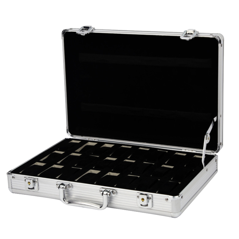 Caja de reloj de lujo de calidad superior, 6/10/12/24 vigas, aleación de aluminio, patrón de productos, almacenamiento, caja de reloj, cajas de regalo de exhibición de colección