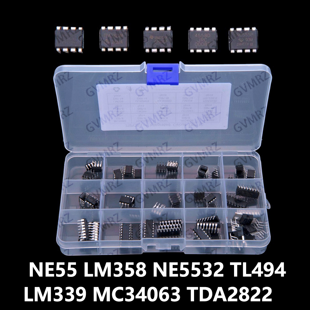 15Values TDA2822 ULN2003 ​ ​ 75 PCS TO220 Circuito Integrado IC Chip NE555 LM358 NE5532 TL494 LM339 MC34063 LM324 TDA2030 DIP