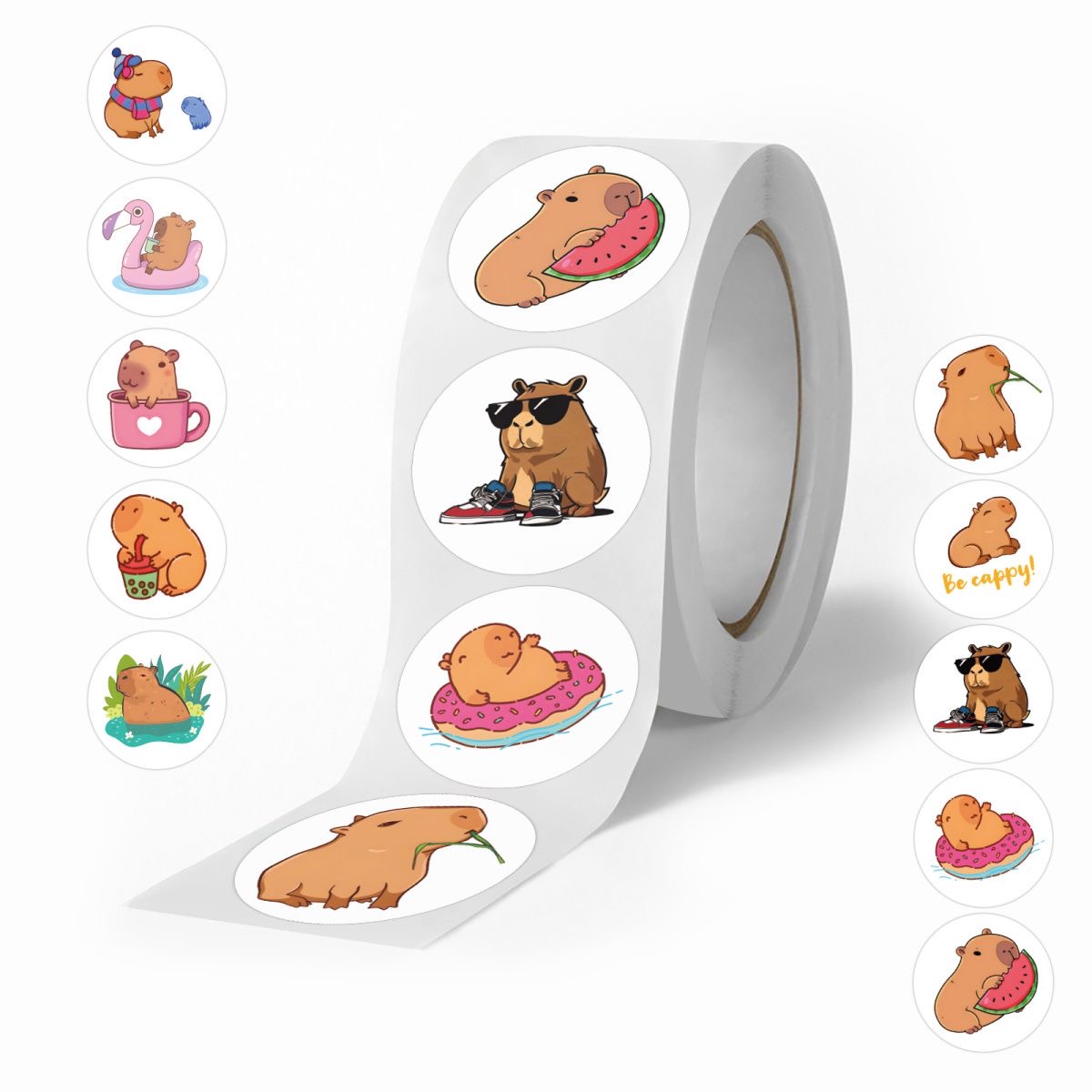 100-500 pièces dodu Capybara autocollants papier mignon dessin animé eau dol animaux autocollants album à faire soi-même eau dauphin étiquettes adhésives