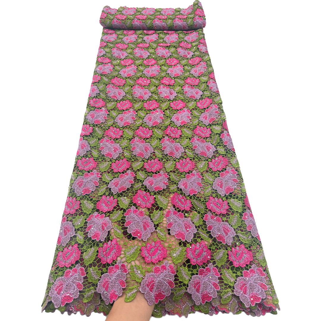 Africano de alta qualidade corte à mão renda solúvel em água com tule renda flor tecido francês nigeriano tecido renda para vestido casamento