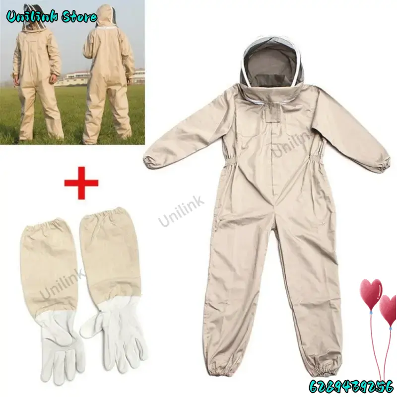 1 Juego de traje profesional ventilado para apicultura de cuerpo completo con guantes