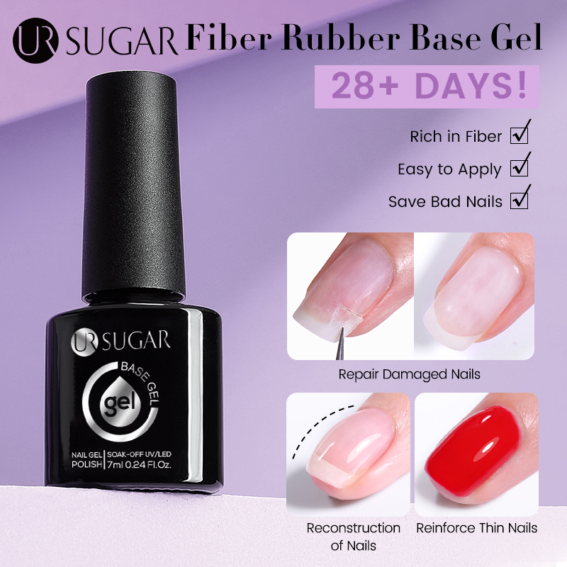 UR SUGAR-Gel de Base gruesa de fibra de goma, Gel de refuerzo superior, preparación de uñas transparente, capa superior de Base de barniz LED UV, 7ml