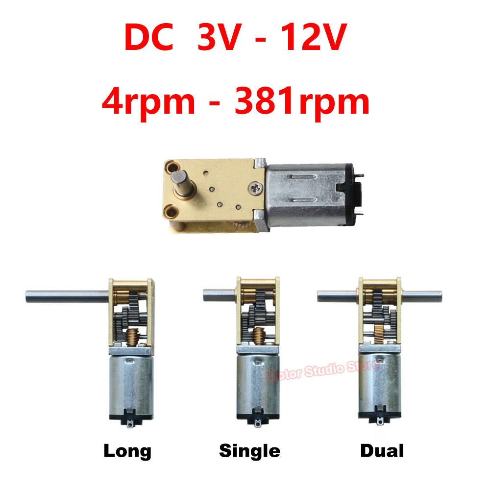 มอเตอร์เกียร์โลหะ N20 แบบเพลาเดี่ยว/เพลาคู่ DC 3V 6V 12V 4RPM-381RPM ความเร็วต่ำ แรงบิดสูง สำหรับ DIY รถหุ่นยนต์