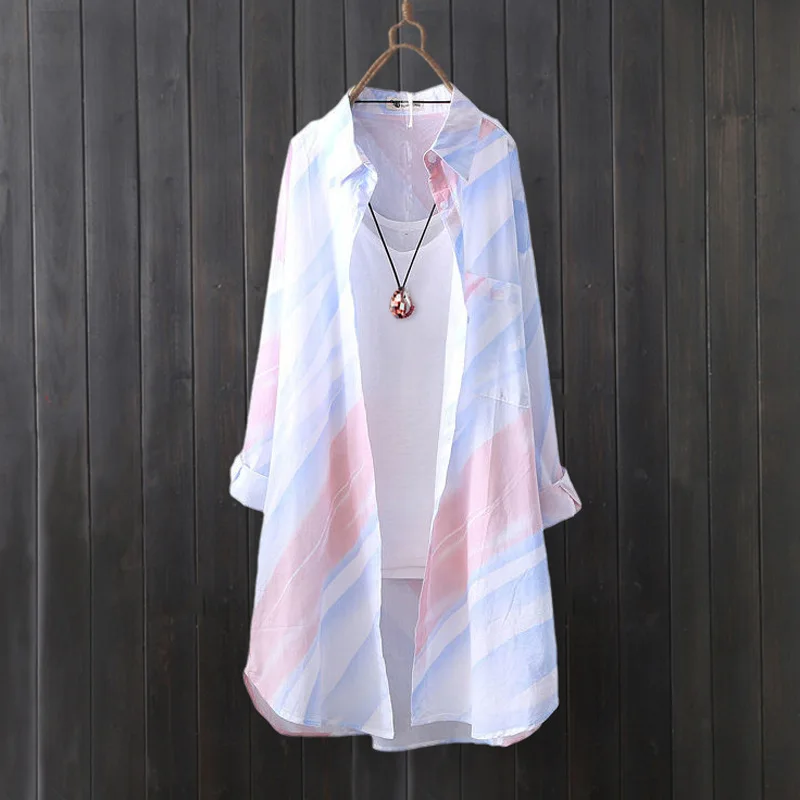 Damen-Chiffon-Hemd, leicht, lockere Passform, lässige Bluse, offener Stich, fließendes Design, Sommer-Sonnenschutz-Top, elegantes Hemd