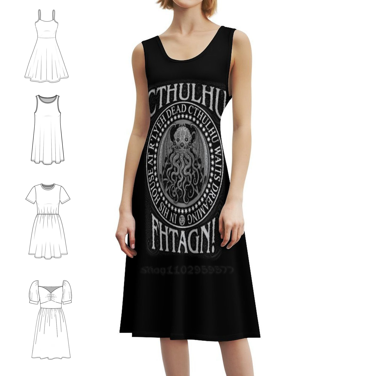 Cthulhu Sigil-Azhmodai 2019 Floral Smock Dress For Women Spring Summer Casual Dress For Party Hp Necronomicon Call Of Cthulhu