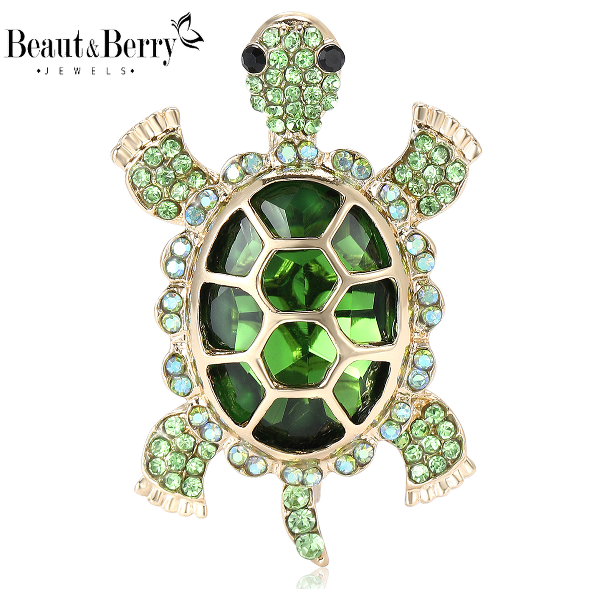 Beaut & Berry – broches tortue en strass pour femmes, épingles d'animaux unisexes, accessoires de fête décontractés, cadeaux du nouvel an, décoration pour amis