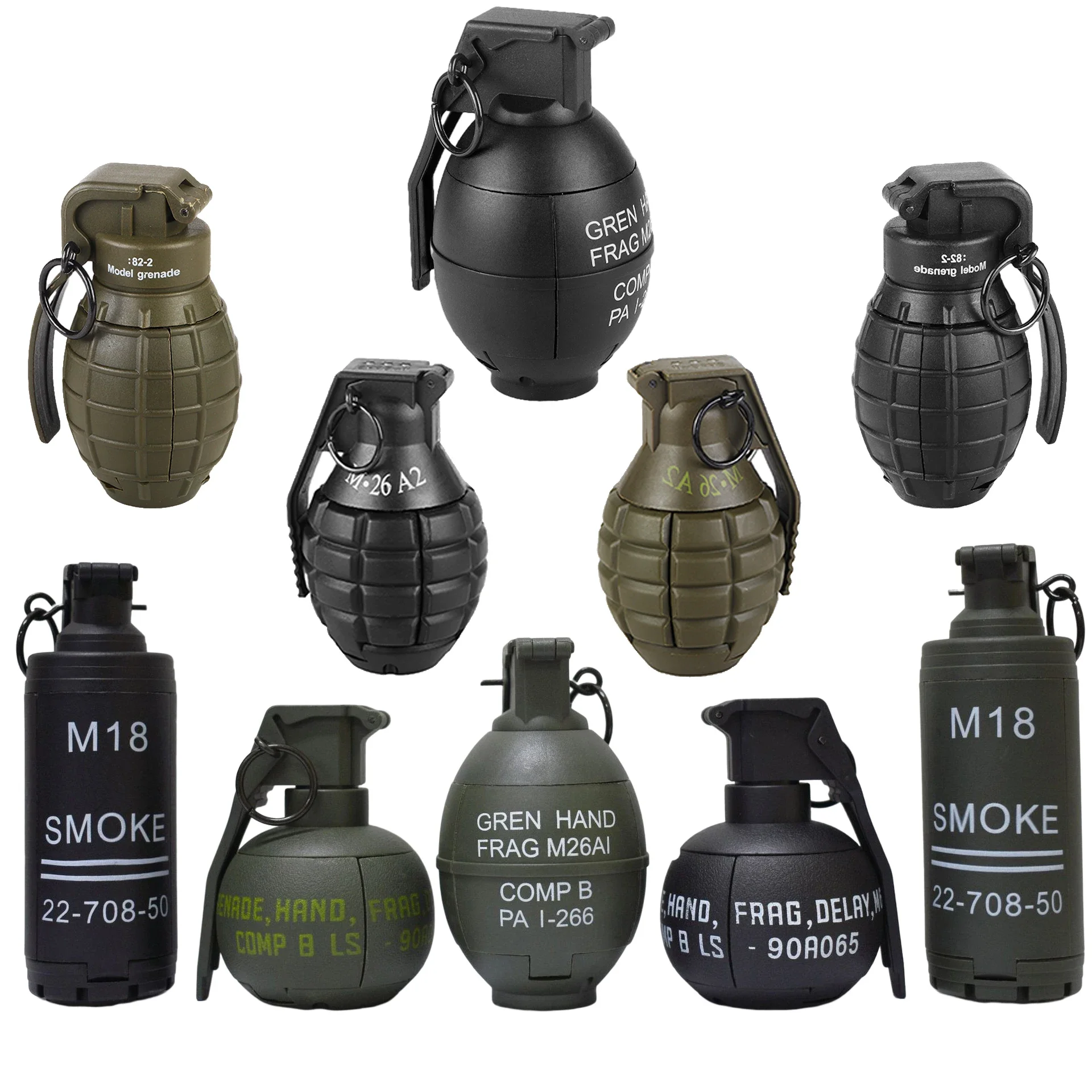 Tactical Smoke Grenade Model M67 Burst Mine Water Grenade Bouncing Smoke Grenade And Other 10 Different Airsoft Grenade Models