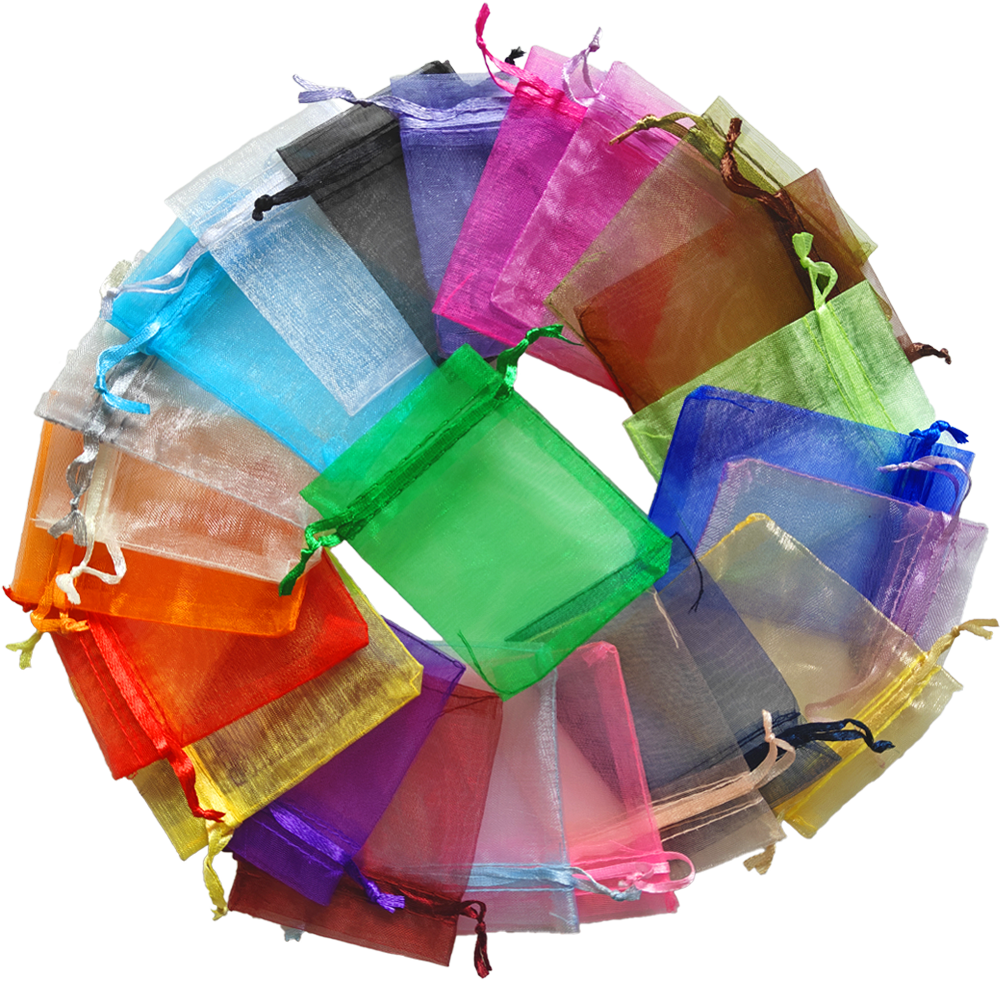 25/50/100 sztuk Organza torba na prezenty Multicolor woreczki ze sznurkiem na cukierki torba na biżuterię pakowanie torby na prezenty ślubne torba z organzy