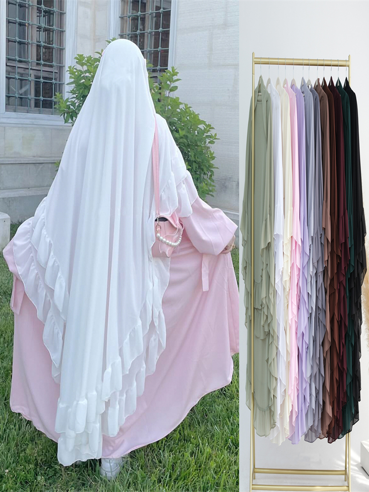 Ramadán largo de gasa Khimar Abaya Niqab musulmán Maxi Hijab Islam ropa de oración para mujeres Djellaba turbante Hijabs musulmanes Mujer