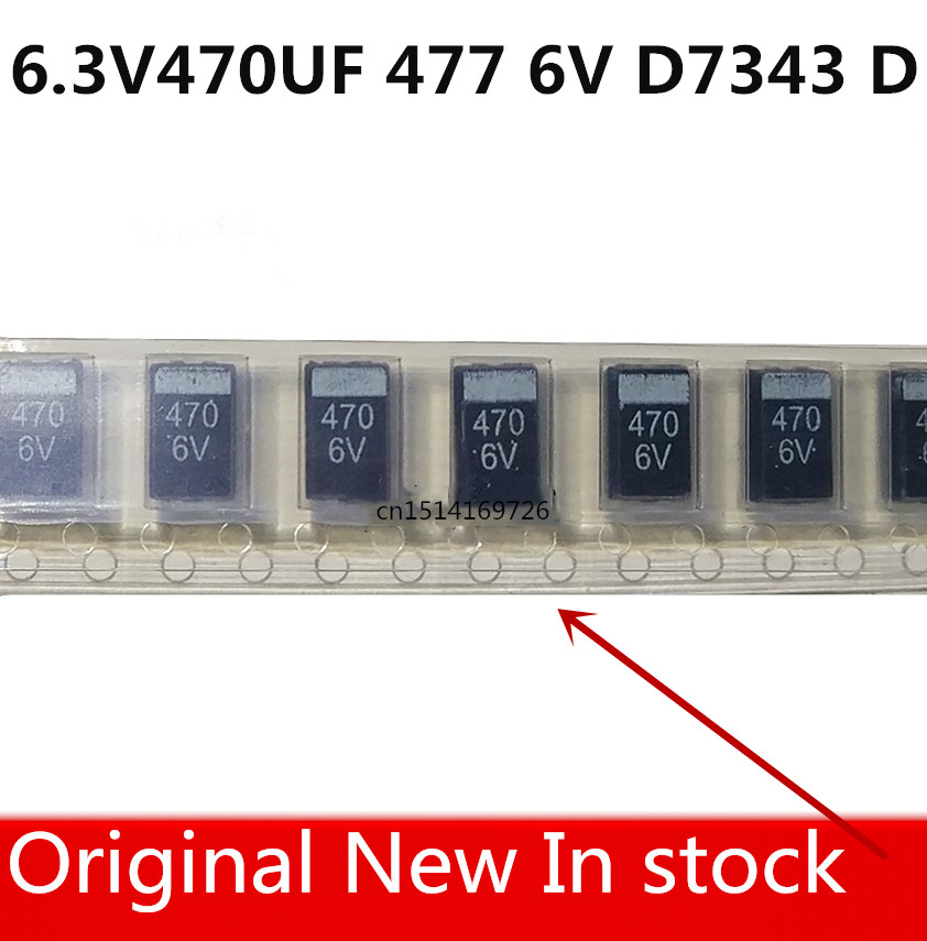 Original 20 stücke/ 6,3 V470UF 477 470 UF 6 V D7343 D Tantal Kondensator Neue auf lager