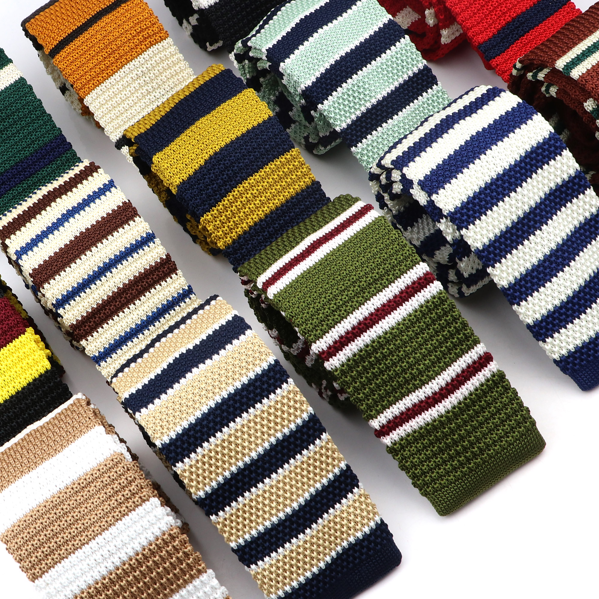 Gravata masculina listrada de malha colorida, gravata fina, novo estilo, moda lazer, clássica, tecido normal, gravatas estreitas