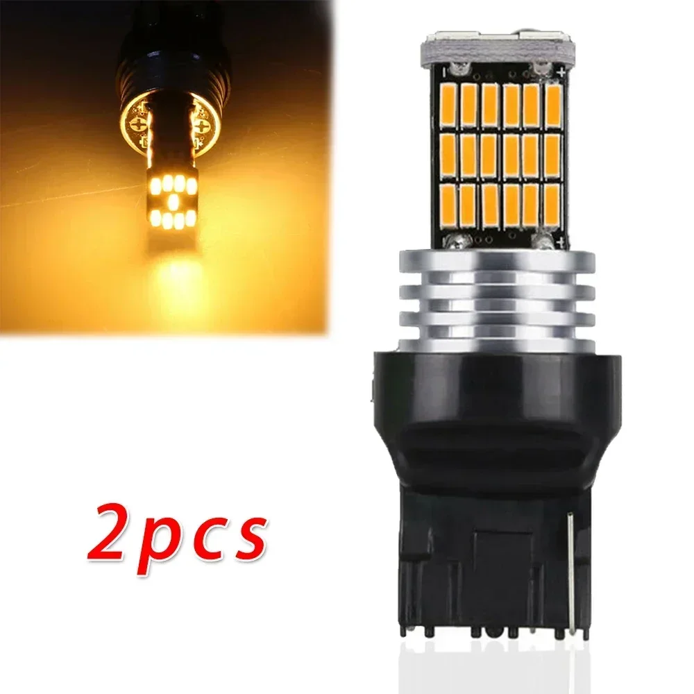 2 ชิ้น W21W T 20 LED Amber Canbus 7440 ไฟเลี้ยว WY21W หลอดไฟไฟท้าย 45SMD เลี้ยวไฟสัญญาณ 12 โวลต์